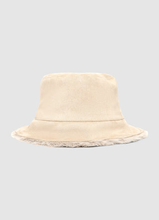 Reversible bucket hat with faux fur lining