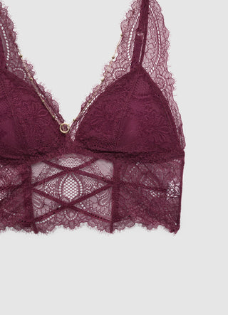 Hochgeschnittener Spitzen-Bralette-BH mit Cut-out