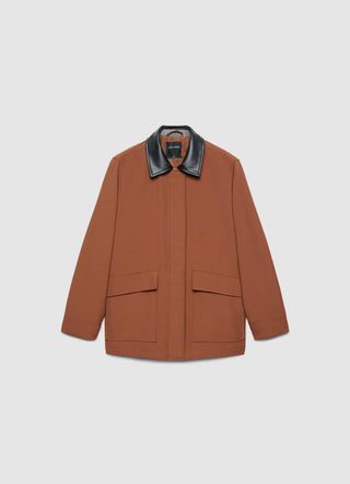 Giacca con colletto effetto pelle e tasche con patta