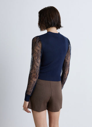 T-shirt con maniche in pizzo