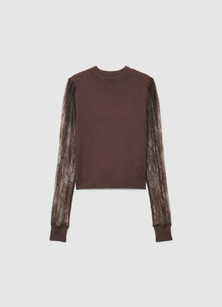 T-shirt con maniche in pizzo