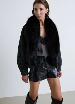 Shorts effet cuir uni