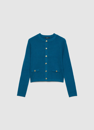 Cardigan en nid d'abeille avec boutons bijoux