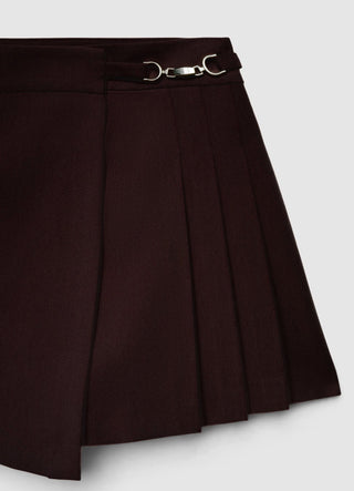 Gonna-pantalone corta con pieghe e fibbia