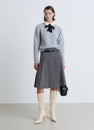 Maglia con colletto camicia e strass