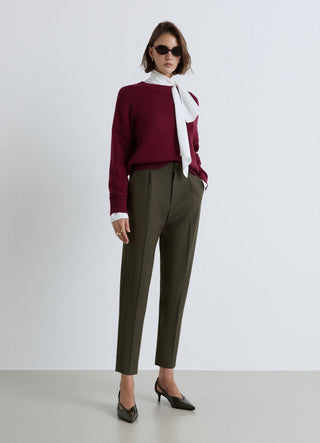 Pantaloni con pinces e vita elasticizzata