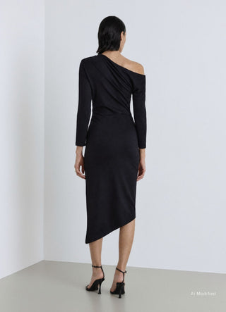 Vestito monospalla con arriccio