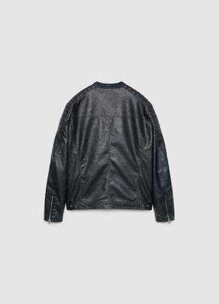 Slim Bikerjacke mit Lederoptik und Reißverschluss