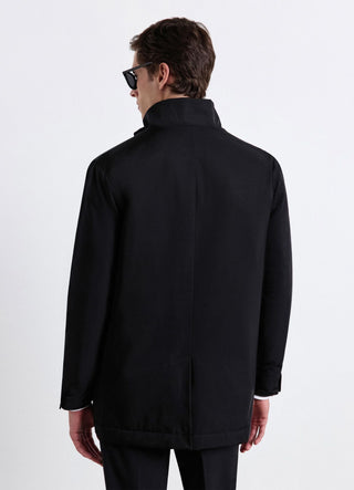 Padded duster coat with high collar