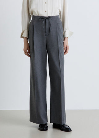 Pantaloni straight con coulisse e vita elasticizzata