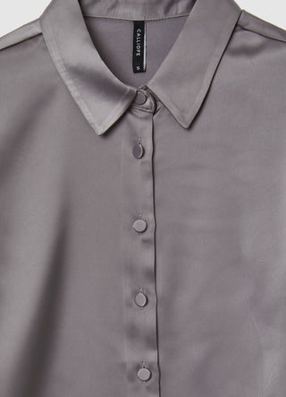 Camicia crop simil satin