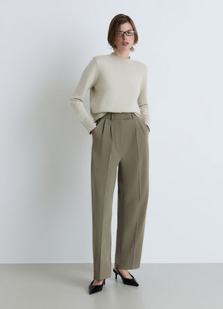 Pull boxy à col rond uni