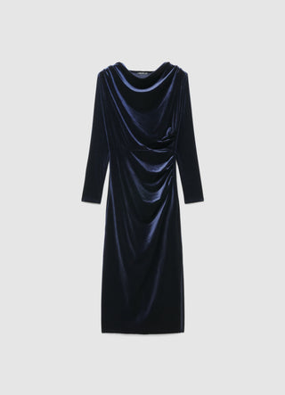 Vestito midi drappeggiato in ciniglia
