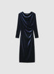Vestito midi drappeggiato in ciniglia - XS