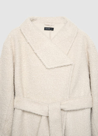 Manteau long en bouclé avec ceinture