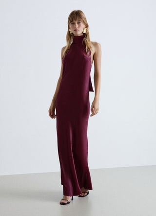 Vestito lungo all'americana con fiocco