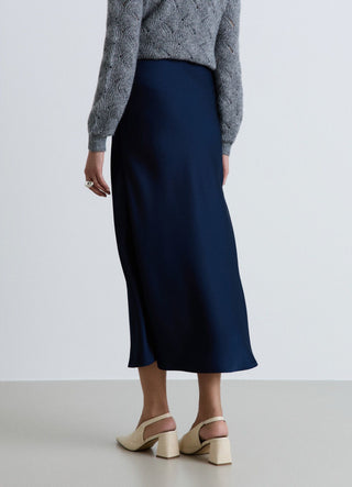 Long solid-colour satin skirt