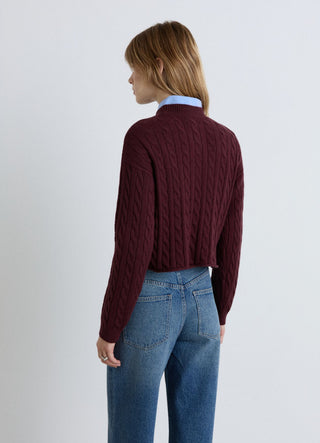 Maglia crop a trecce girocollo