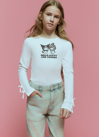 T-shirt a maniche lunghe con stampa Hello Kitty and friends