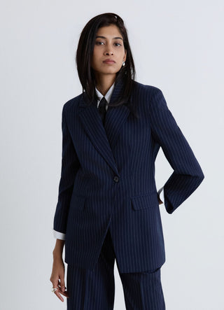 Blazer asimmetrico gessato