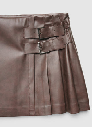 Plissierter Culotte-Hose mit Schnallen