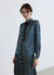 Camicia con cravattino e stampa geometrica in simil satin