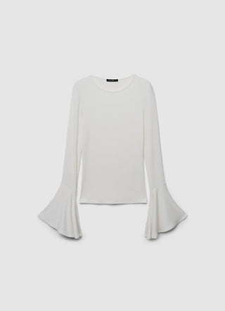 T-shirt z falbanami na rękawach