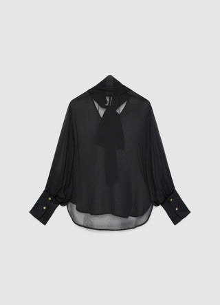 Blouse with sash belt