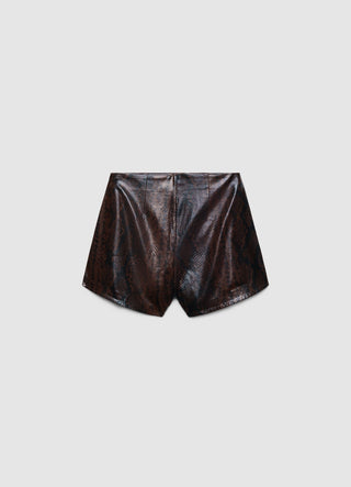 Shorts in Lederoptik mit Schlangenprint