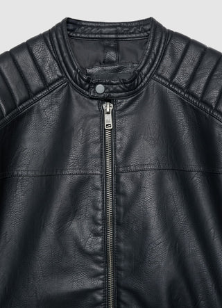 Slim Bikerjacke mit Lederoptik und Reißverschluss