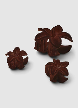 Pack 3 fermagli a forma di fiore con effetto flock