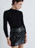 Long-sleeved ribbed T-shirt with a high collar