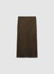 Suede-effect midi skirt with a slit - S