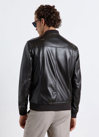 Bomber jacket with zip and ribbed edges