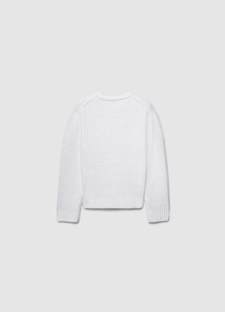 Krótki sweter z okrągłym dekoltem i wypukłym wzorem