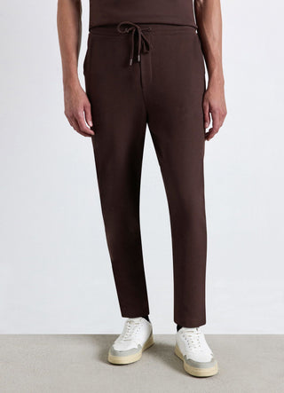 Long gym trousers in piqué fabric with drawstring waistband