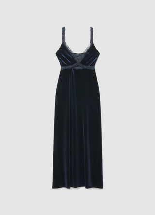 Langes Slipdress-Kleid mit Spitzen-Trägern