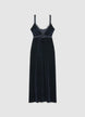Abito slipdress lungo con spalline in pizzo - L