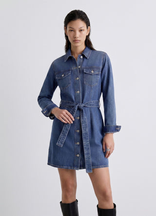 Abito chemisier in denim con cintura