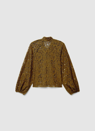 Camicia in pizzo con fiocco al collo