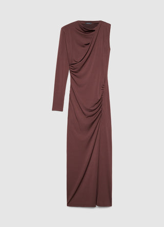 Asymmetrisches, drapiertes Maxikleid