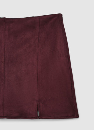 Suede-effect miniskirt with side zip