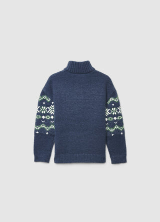 Jacquard-Pullover mit halbem Reißverschluss