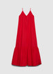 Langes Kleid mit Ballonvolant - S