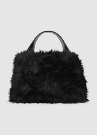 Borsa a mano effetto pelo con tracolla a catena