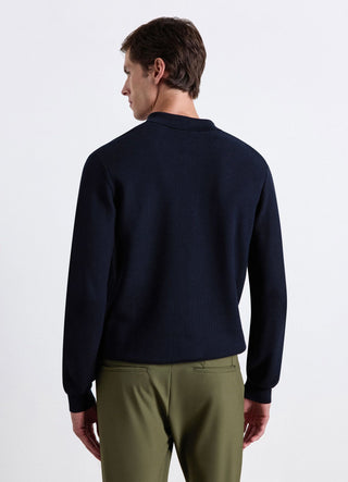 Long-sleeve solid colour polo shirt