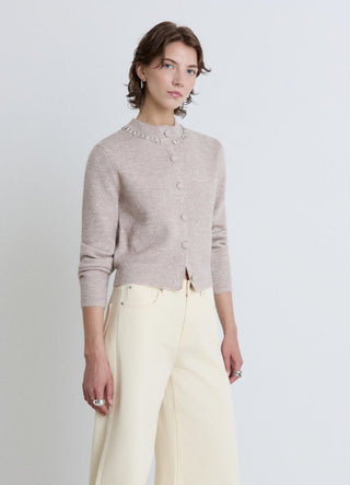 Cardigan mit Juwelenkragen und Knöpfen