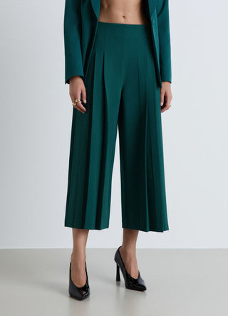 Pantaloni culotte con pieghe simmetriche