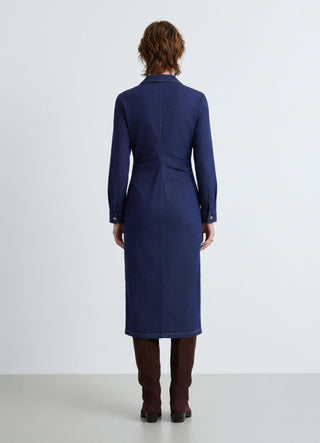 Abito chemisier in denim stretch con bottoni