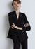 Giacca doppiopetto simil satin con revers in raso